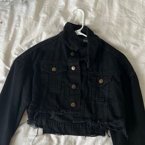CARMAR CROPPED BLACK JEAN JACKET SIZE XS